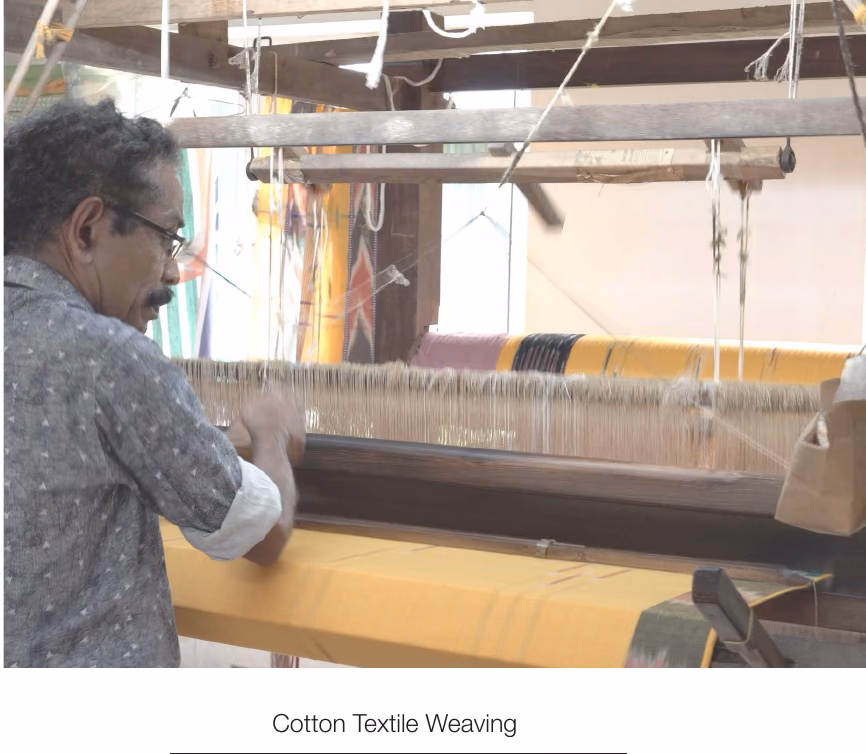 Cotton textile being woven on a handloom, from the documentary on vernacular designers
