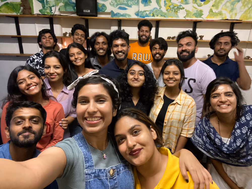A selfie at the end of a workshop, a dozen or so people crowded into the frame, all grinning.